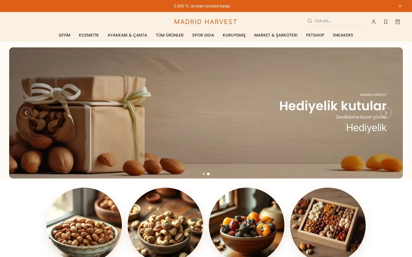 Madrid Harvest kuruyemiş tema stili